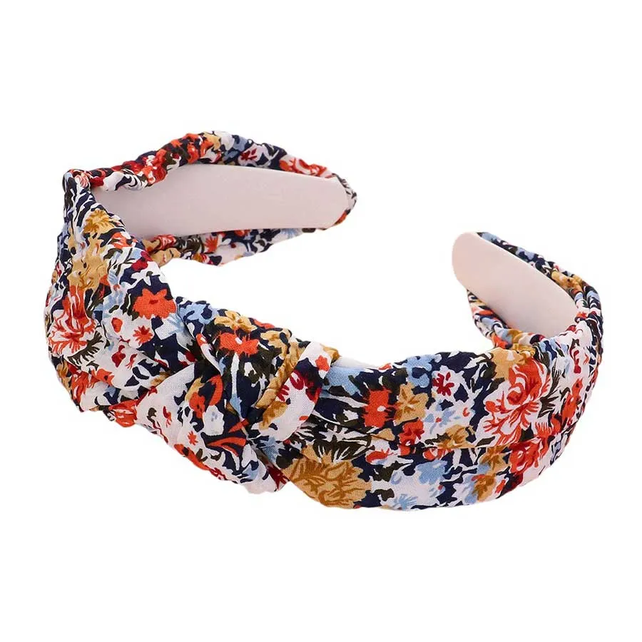 Wild Flower Pattern Printed Knot Headband