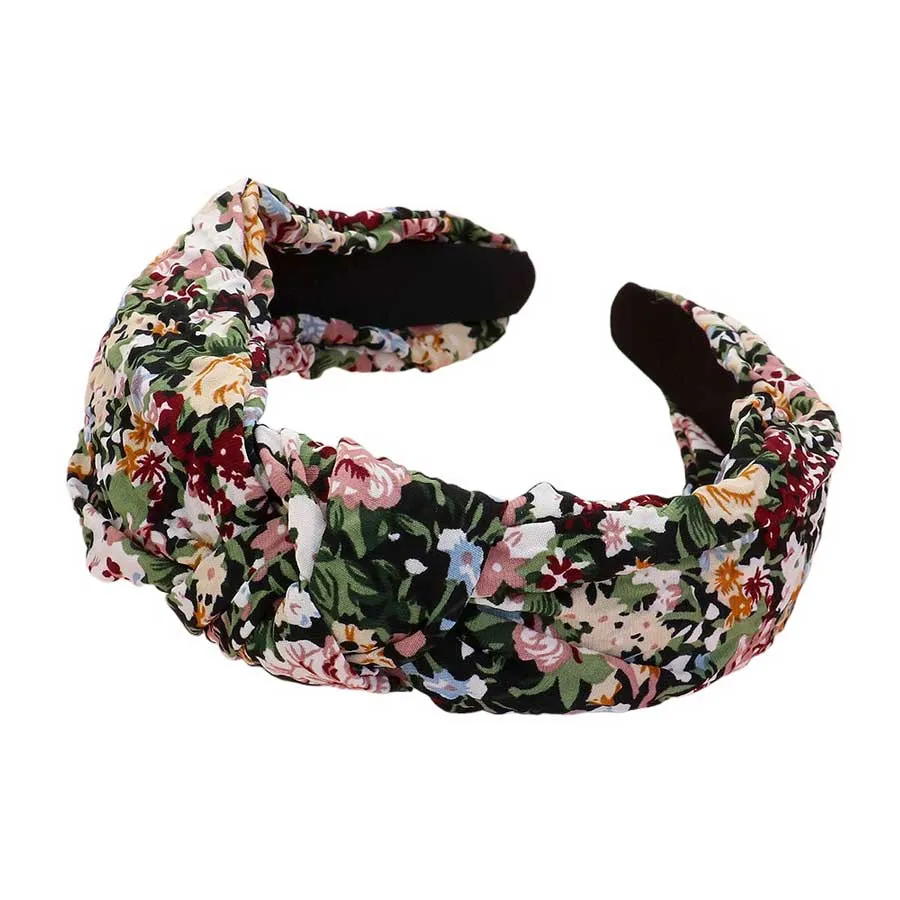 Wild Flower Pattern Printed Knot Headband