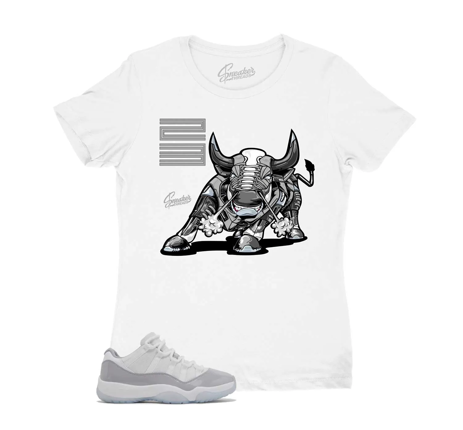 Womens Cement Grey 11 Shirt - Bull - White