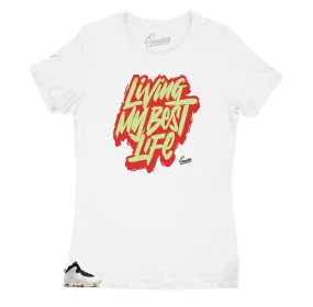 Women's Retro 10 Ember Glow Shirt - Livin Life - White